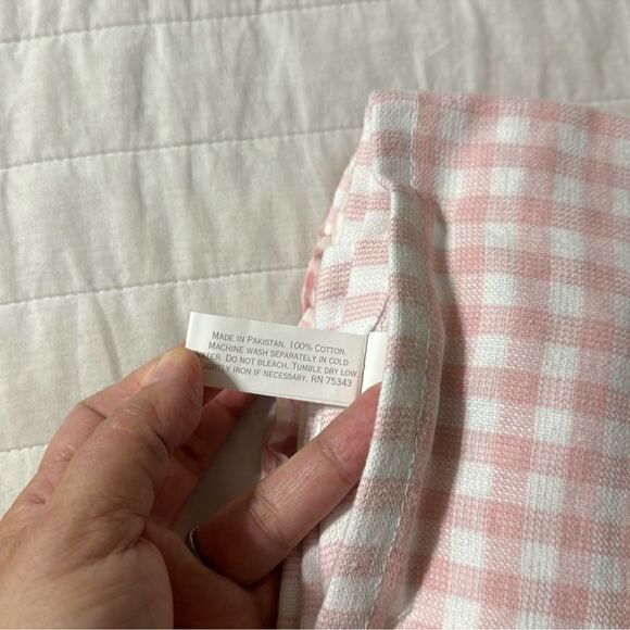 SHABBY CHIC White Pink Gingham Ivory Multi Quilted Pumpkin Ruffle Tea Towel Set - Picture 9 of 10